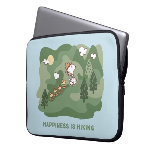 Erdnüsse | Snoopy & Woodstock Glück ist Wandern Laptopschutzhülle (Vorderseite Links)