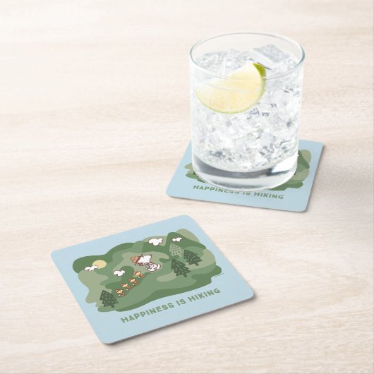 Erdnüsse | Snoopy & Woodstock Glück ist Wandern Rechteckiger Pappuntersetzer (Vor Ort)