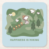 Erdnüsse | Snoopy & Woodstock Glück ist Wandern Rechteckiger Pappuntersetzer (Vorderseite)