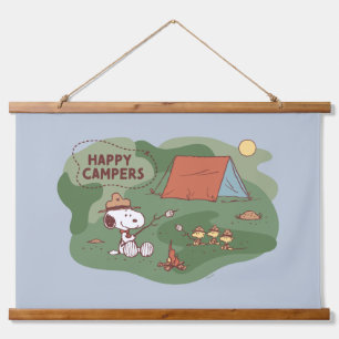 Erdnüsse   Snoopy & Woodstock Happy Campers 2 Wandteppich Mit Holzrahmen