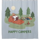 Erdnüsse | Snoopy & Woodstock Happy Campers Duschvorhang (Vorderseite)