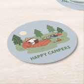 Erdnüsse | Snoopy & Woodstock Happy Campers Runder Pappuntersetzer (Angewinkelt)