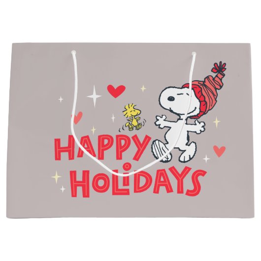 Erdnüsse | Snoopy & Woodstock Happy Holidays Große Geschenktüte (Vorderseite)
