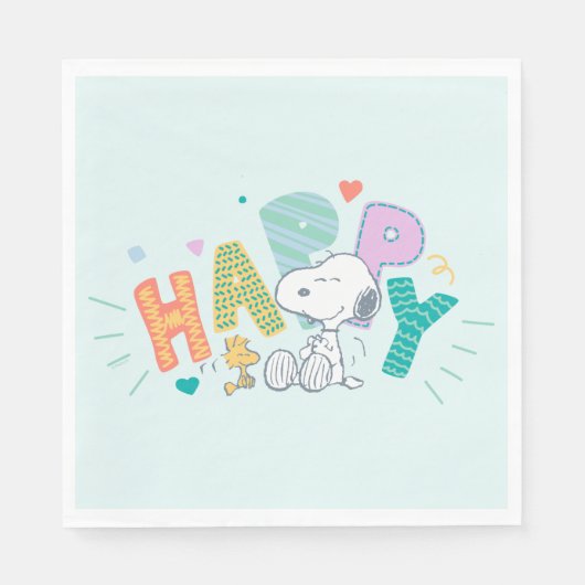 Erdnüsse | Snoopy & Woodstock Happy Serviette (Vorderseite)