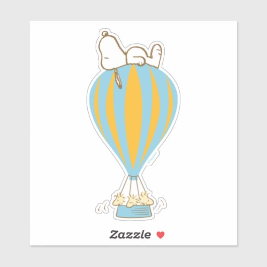 Erdnüsse | Snoopy & Woodstock Heißluftballon Aufkleber (Blatt)