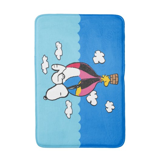 Erdnüsse | Snoopy & Woodstock Heißluftballon Badematte (Vorderseite Vertikal)