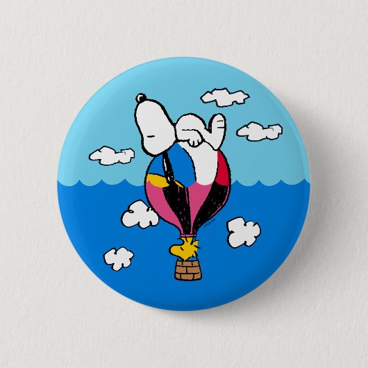 Erdnüsse | Snoopy & Woodstock Heißluftballon Button (Vorderseite)