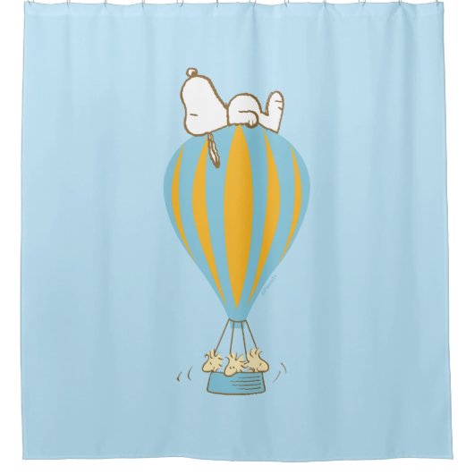 Erdnüsse | Snoopy & Woodstock Heißluftballon Duschvorhang (Vorderseite)