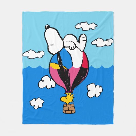 Erdnüsse | Snoopy & Woodstock Heißluftballon Fleecedecke (Vorderseite)