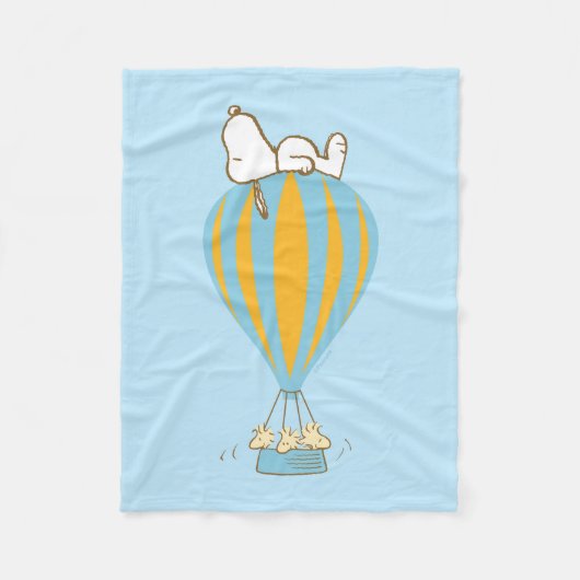 Erdnüsse | Snoopy & Woodstock Heißluftballon Fleecedecke (Vorderseite)