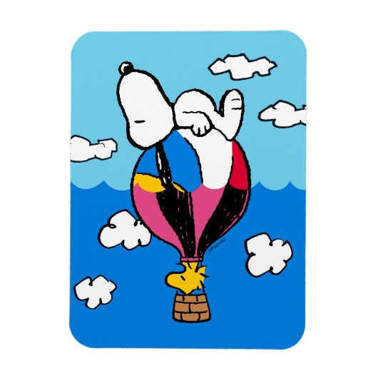 Erdnüsse | Snoopy & Woodstock Heißluftballon Magnet (Vertikal)