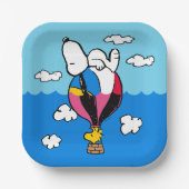 Erdnüsse | Snoopy & Woodstock Heißluftballon Pappteller (Vorderseite)