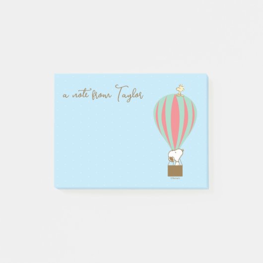 Erdnüsse | Snoopy & Woodstock Heißluftballon Post-it Klebezettel (Vorderseite)