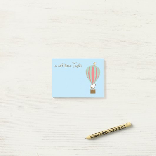 Erdnüsse | Snoopy & Woodstock Heißluftballon Post-it Klebezettel (Auf Schreibtisch)