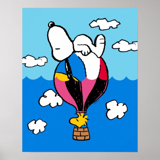 Erdnüsse | Snoopy & Woodstock Heißluftballon Poster (Vorne)