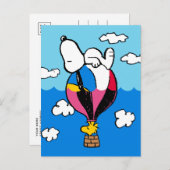 Erdnüsse | Snoopy & Woodstock Heißluftballon Postkarte (Vorne/Hinten)