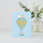 Erdnüsse | Snoopy & Woodstock Heißluftballon Postkarte (Stehend Vorderseite)