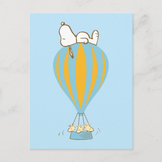 Erdnüsse | Snoopy & Woodstock Heißluftballon Postkarte (Vorderseite)
