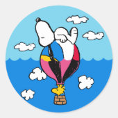 Erdnüsse | Snoopy & Woodstock Heißluftballon Runder Aufkleber (Vorderseite)