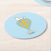 Erdnüsse | Snoopy & Woodstock Heißluftballon Runder Pappuntersetzer (Angewinkelt)