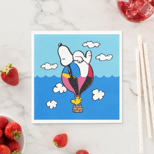 Erdnüsse | Snoopy & Woodstock Heißluftballon Serviette (Beispiel)