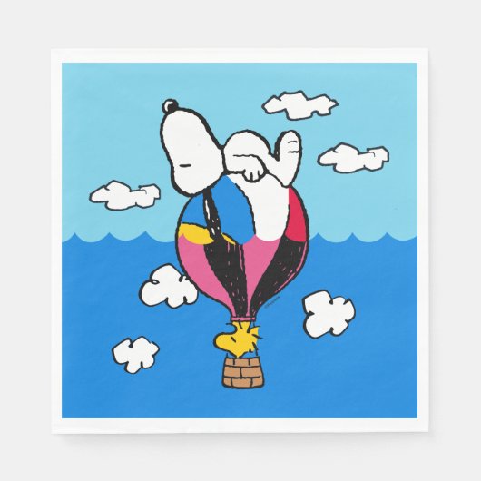Erdnüsse | Snoopy & Woodstock Heißluftballon Serviette (Vorderseite)