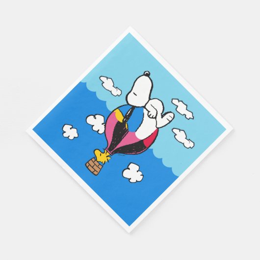 Erdnüsse | Snoopy & Woodstock Heißluftballon Serviette (Ecke)