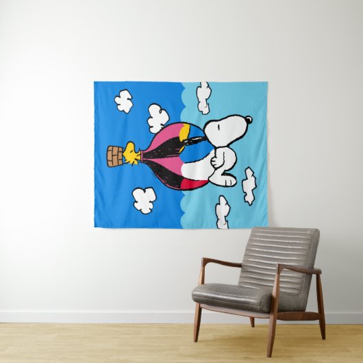 Erdnüsse | Snoopy & Woodstock Heißluftballon Wandteppich (Beispiel (Horizontal))