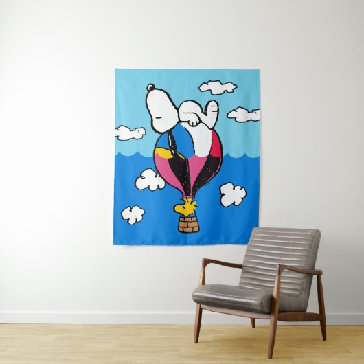 Erdnüsse | Snoopy & Woodstock Heißluftballon Wandteppich (Beispiel)
