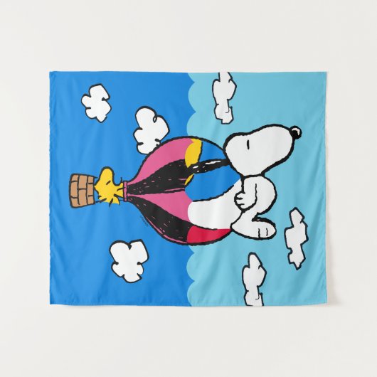 Erdnüsse | Snoopy & Woodstock Heißluftballon Wandteppich (Vorderseite (Horizontal))