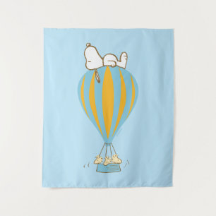 Erdnüsse   Snoopy & Woodstock Heißluftballon Wandteppich