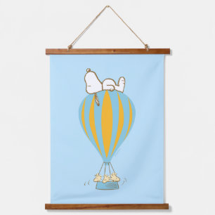 Erdnüsse Snoopy & Woodstock Heißluftballon Wandteppich Mit Holzrahmen