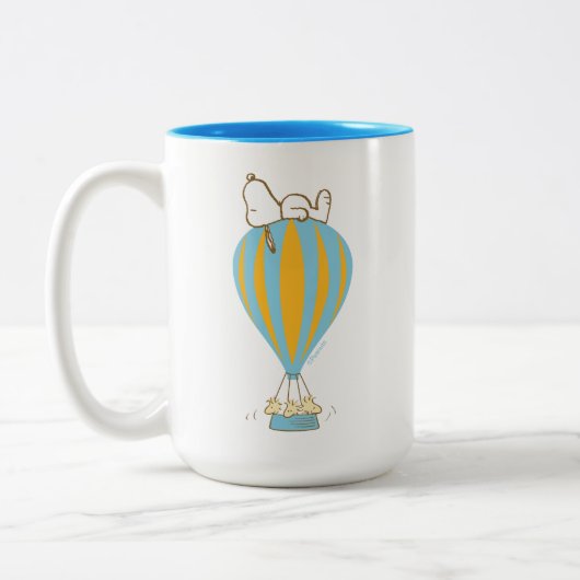 Erdnüsse | Snoopy & Woodstock Heißluftballon Zweifarbige Tasse (Links)