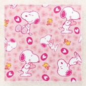 Erdnüsse | Snoopy & Woodstock Herzmuster Glasuntersetzer (Vorderseite)