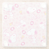 Erdnüsse | Snoopy & Woodstock Herzmuster Glasuntersetzer (Rückseite)