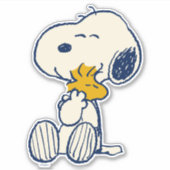 Erdnüsse | Snoopy & Woodstock Hug Aufkleber (Vorderseite)