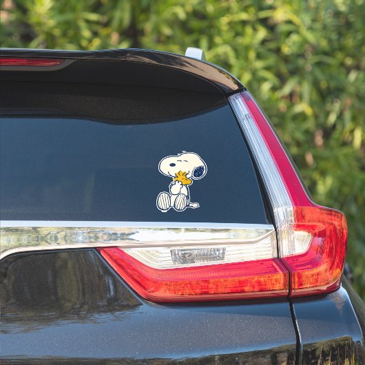 Erdnüsse | Snoopy & Woodstock Hug Aufkleber (Auto Seite)