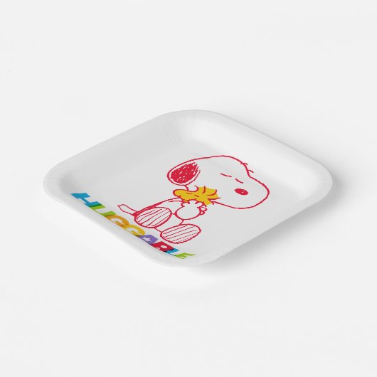 Erdnüsse | Snoopy & Woodstock Huggable Pappteller (Gewinkelt)