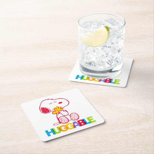 Erdnüsse | Snoopy & Woodstock Huggable Rechteckiger Pappuntersetzer (Vor Ort)