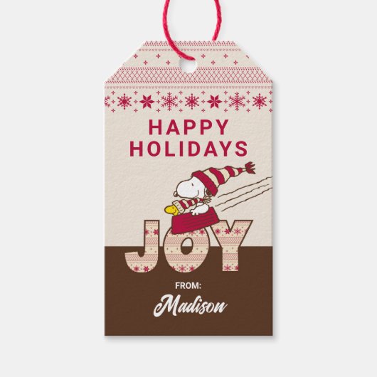 Erdnüsse | Snoopy & Woodstock Joy Sled Ride Geschenkanhänger (Vorderseite)