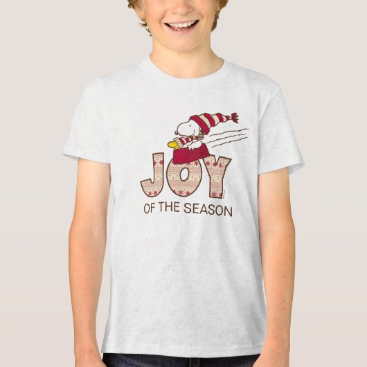 Erdnüsse | Snoopy & Woodstock Joy Sled Ride Tri-Blend Shirt (Vorderseite)