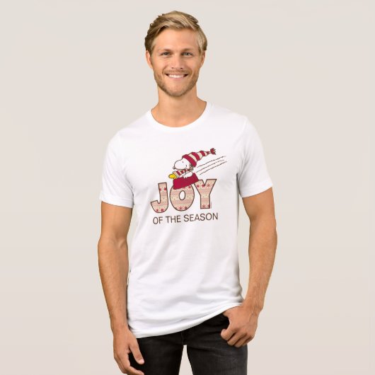 Erdnüsse | Snoopy & Woodstock Joy Sled Ride Tri-Blend Shirt (Vorderseite voll)