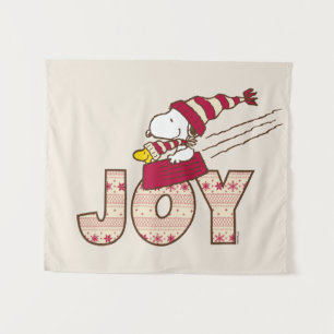 Erdnüsse Snoopy & Woodstock Joy Sled Ride Wandteppich