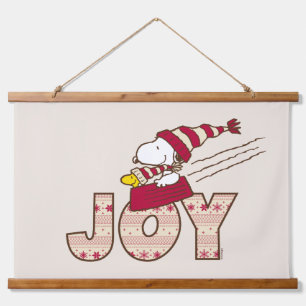 Erdnüsse   Snoopy & Woodstock Joy Sled Ride Wandteppich Mit Holzrahmen