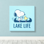 Erdnüsse | Snoopy & Woodstock Kanu Leinwanddruck (Insitu (Holzboden))