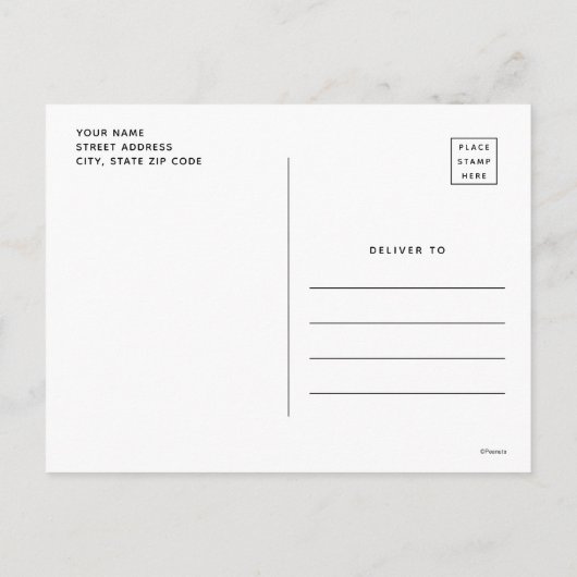 Erdnüsse | Snoopy & Woodstock Kanu Postkarte (Rückseite)