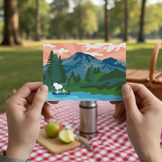 Erdnüsse | Snoopy & Woodstock Kanu Postkarte