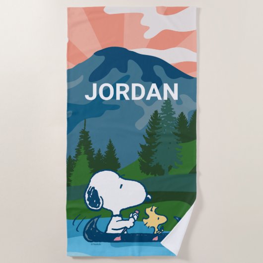 Erdnüsse | Snoopy & Woodstock Kanu Strandtuch (Vorderseite)