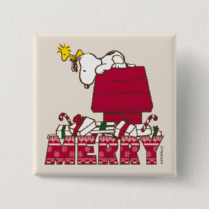 Erdnüsse   Snoopy & Woodstock Merry Ugly Sweater Button