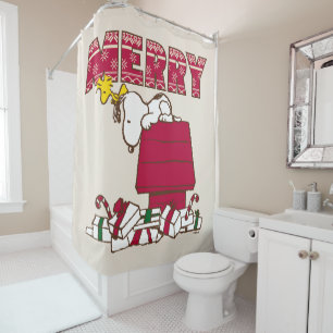 Erdnüsse Snoopy & Woodstock Merry Ugly Sweater Duschvorhang